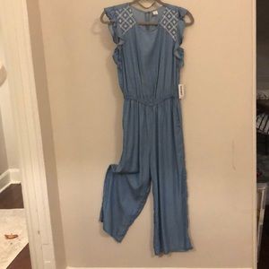 Embroidered Denim Jumpsuit